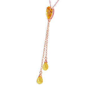 14K. SOLID GOLD NECKLACE WITH CITRINES (Rose Gold)